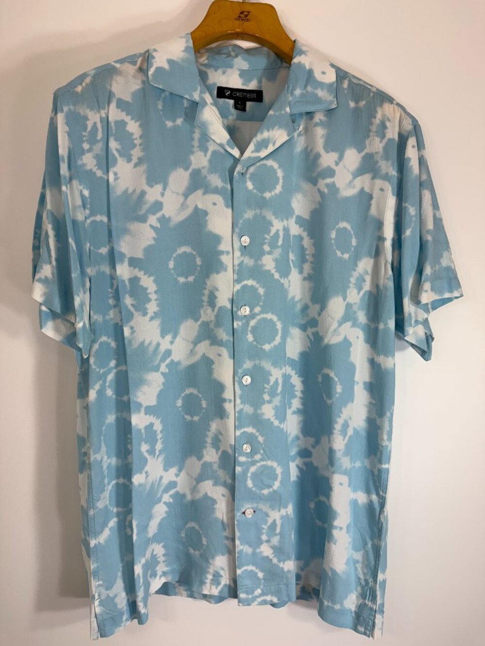 Daniel Cremieux Men L Large Blue White Short Sleeves Shirt Workwear Casual Party